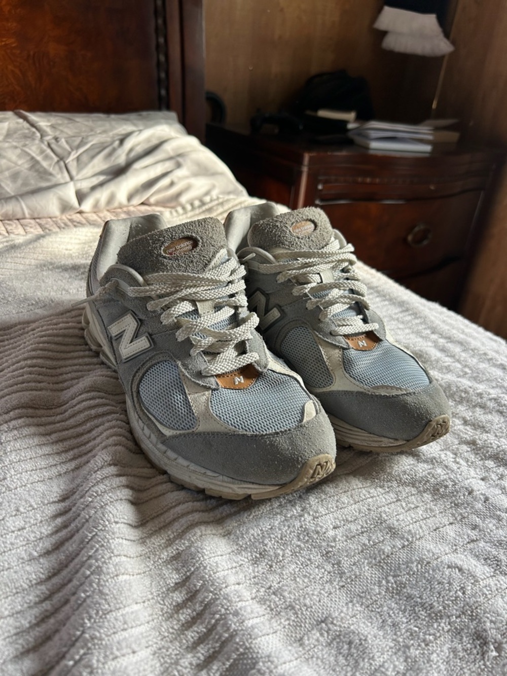 New Balance Light Blue/Grey Mesh & Suede Trainers